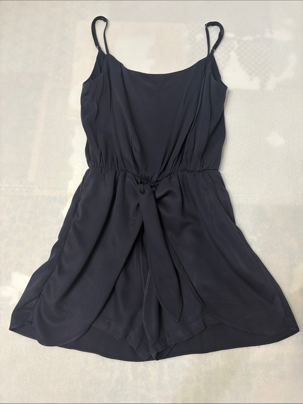 Gianni Bini Navy Spaghetti-Strap Tie-Waist Skort Romper Mini Dress Size Medium